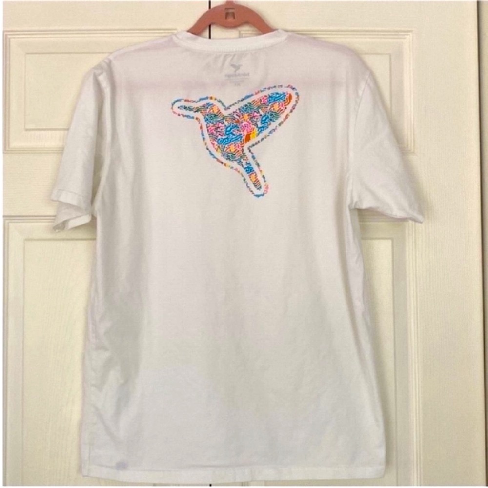 Birddogs Man’s Tee White Graphic Logo Cotton Blend Crew Neck T-Shirt X-LARGE